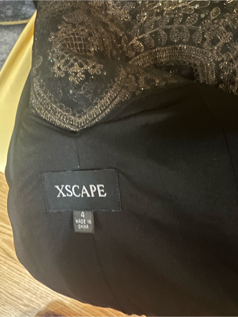 Xscape Black Gown with Gold Embellished Bodice - Picture 3 of 4